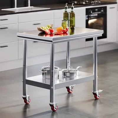 24 in x 36 in Stainless Steel Prep & Work Table with Wheels