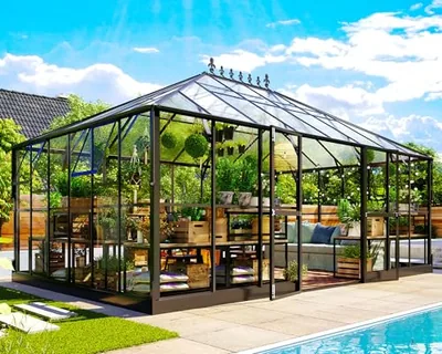 16x12x9.5 FT Outdoor Polycarbonate Greenhouse with Clear Panels, Black